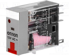 G2R-2-SNI-12AC, Реле электромагнитное, DPDT, 5A/250ВAC, 5A/30ВDC, макс.380ВAC