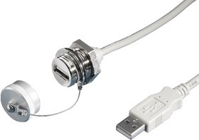 2482230, Horizontal, Wall Mount, Female to Male 2.0 IP66, IP67 USB Connector
