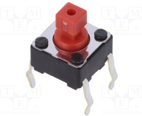 SKHHDGA010, 6mm 7.3mm Rectangle button 50mA Straight 6mm SPST 12V Plugin Tactile Switches ROHS
