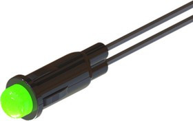 354-314-04-40, LED Indicator, Flying Lead, Fixed, Green, DC, 2.8V