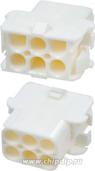 350781-1, Корпус разъема Universal MATE-N-LOK, розетка 6PIN, Matrix (Nylon, UL 94V-0) без контактов, шаг 6.35 мм