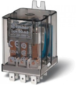 60.63.9.110.0000, Универсальное электромеханическое реле; монтаж в наконечники Faston 187 (4.8х0.8мм); 3CO 10A; контакты AgNi; катушка 110В 60.63.9.110.0000, Универсальное электромеханическое реле; монтаж в наконечники Faston 187 (4.8х0.8мм); 3CO 10A; контакты AgNi; катушка 110В