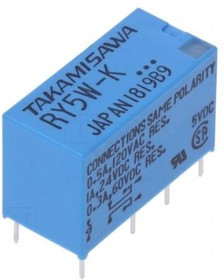 RY-5W-K, Реле: электромагнитное, DPDT, Uобмотки: 5ВDC, 0,5A/120ВAC, 1А, PCB