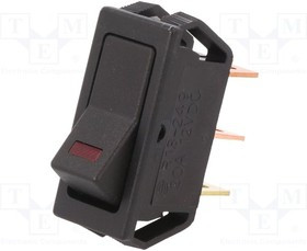 R13-249L-01-BBR, ROCKER; SPST; Pos: 2; ON-OFF; 20A/12VDC; black; LED,point; 12VDC