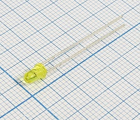 Светодиод 3 x 5, желтый, 65 мкд, 30 угол , цвет линзы: желтый прозрачный, BL-B3431