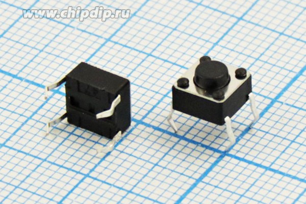 Тактовая кнопка, 6.0x 6.0x12.5, алгоритм работы NO, контакты 4PF