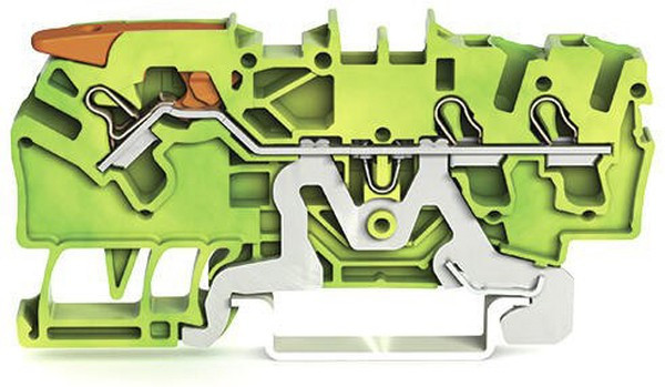 2102-1307, Клеммная колодка на DIN рейку, Ground, 3 вывод(-ов), 22 AWG, 12 AWG, 2.5 мм², Зажим, 24 А