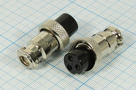 Разъем микрофонный MIC16 розетка, контакты 3P, монтаж на кабель, М16, MC902-3P