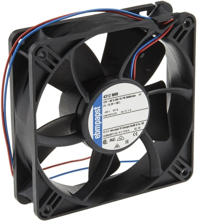 4312NHH, DC Fan Axial Ball Bearing 12V 6V to 14.4V 147.14CFM 51dB 119 X 119 X 32mm