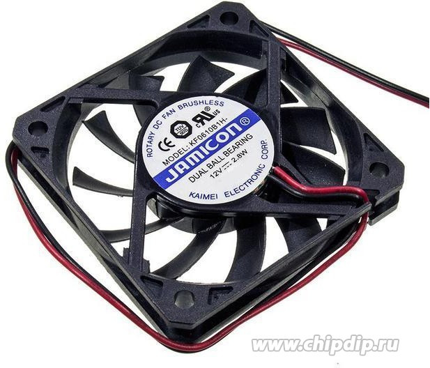 KF0610H1H-R, вентилятор 12В 60х60х10мм подшипник скольжения