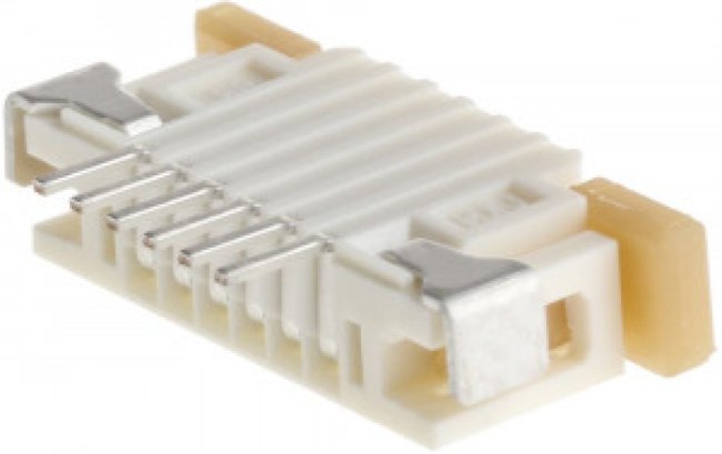522710679, Соединитель FFC/FPC 6 контактов шаг 1мм угловой SMD серия Easy-OnT лента на катушке