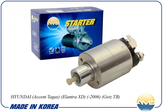AMDEL343, Реле втягивающее стартера 36120-32631/AMD.EL343 AMD-, HYUNDAI (Accent Tagaz) (Elantra XD) (-2006) (Getz TB) AMDEL343, Реле втягивающее стартера 36120-32631/AMD.EL343 AMD-, HYUNDAI (Accent Tagaz) (Elantra XD) (-2006) (Getz TB)