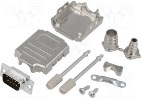 DPPK09-M-DBP-K, Разъем D-Sub; PIN: 9; вилка; "папа"; пайка; на провод; черный