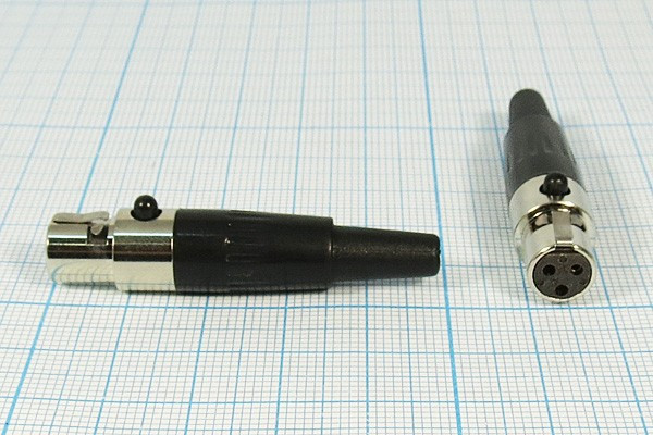 Разъем микрофонный miniXLR розетка, контакты 3P, монтаж на кабель, B8.5, MC981-3P