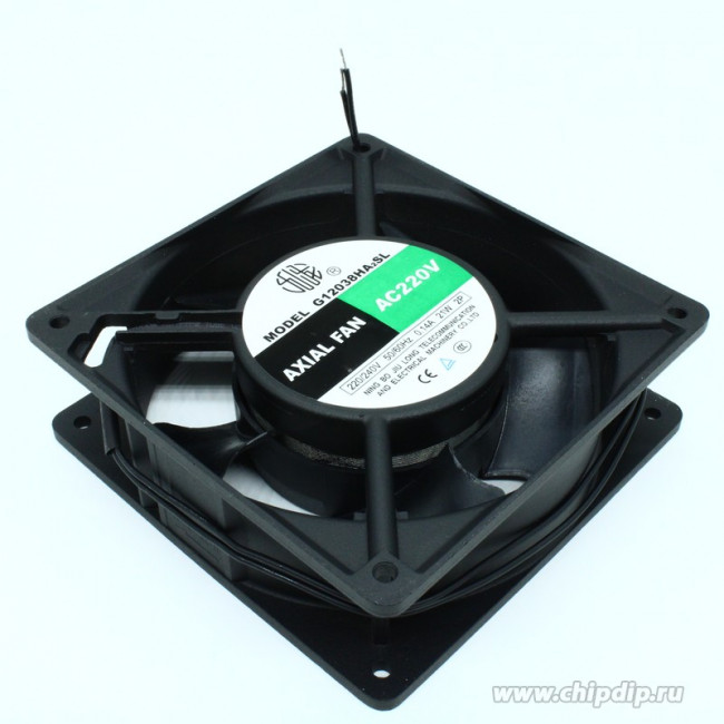 G12038HA2SL-5P, вентилятор 220В 120х120х38мм 5лопастей подшипник скольжения провода