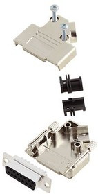 6355-0009-12, D-Sub Connector Kit, DA-15 Socket, Solder, Steel