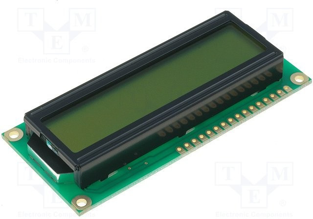 RC1602B-YHW-ESV, Дисплей: LCD, алфавитно-цифровой, STN Positive, 16x2, LED, PIN: 16
