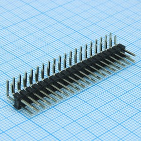 KLS1-207-2-40-R1, (PLD-40R), PLD разъем, вилка на плату двухрядная угловая 40pin(2x20), шаг 2.54мм (L1=3.00mm, L2=6.00mm, L3=2.00mm)