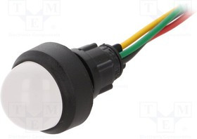 LRGY-D20-230ACWK, Индикат.лампа: LED, выпуклый, 230ВAC, Отв: d13мм, IP40, пластик