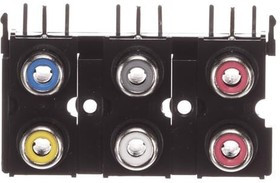 RCJ-61223645, RCA Phono Connectors RCA jack, 6P, 2 x 3, rt, through hole, RD/WH/YL RD/GR/BE