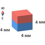 Неодимовый магнит прямоугольник 4х4х4 мм, золотой