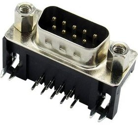 RND 205-00770, D-Sub Plug, Poles 9, 90° / Solder PCB THT