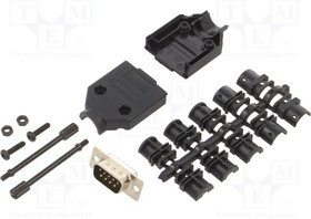 DTPK-P-09-DBP-K, Разъем D-Sub; PIN: 9; вилка; "папа"; пайка; на провод; черный