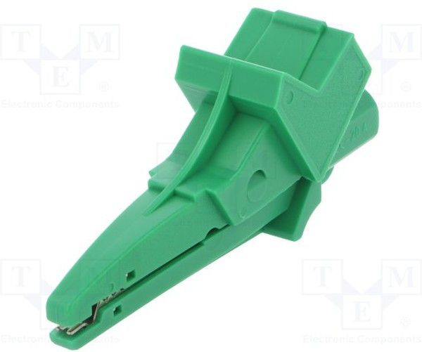 SAK6674-GN, Зажим "крокодил", 12А, 600ВDC, зеленый, Диап.захвата: макс.20мм