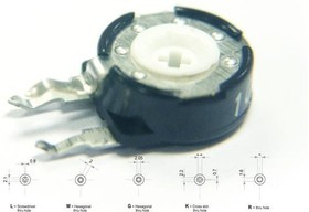 PT10MV10-103A1010-PM-S, Резистор подстроечный вертикальный, монтажнный, однооборотный, серии PT10, 1