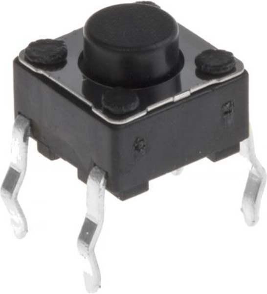 SKHHAKA010, Кнопка тактильная 6X6мм, вертикальная, чёрная h=1.5мм 0.98N 0.05A 12В 1000000 циклов монтаж в отверстие SKHHAKA010, Кнопка тактильная 6X6мм, вертикальная, чёрная h=1.5мм 0.98N 0.05A 12В 1000000 циклов монтаж в отверстие