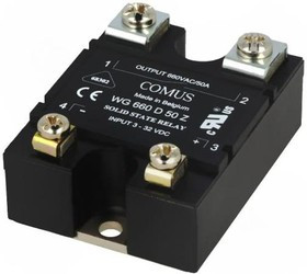 WG660-D50Z, Реле: полупроводниковое, Uупр: 3-32ВDC, 50А, 24-660ВAC, -20-80°C