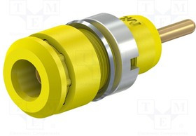 SLB2-R-24, Гнездо; "банан" 2мм; 10А; 29мм; желтый; Монтаж: на панель