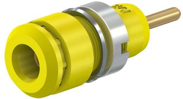 SLB2-R-24, Гнездо; "банан" 2мм; 10А; 29мм; желтый; Монтаж: на панель