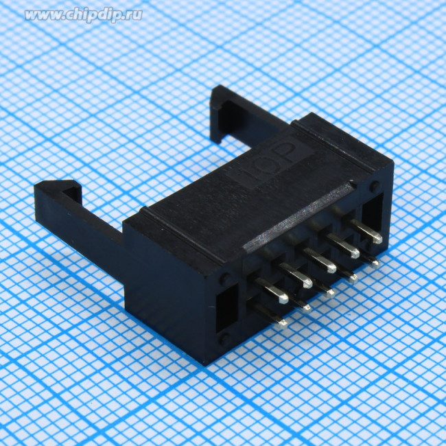 DS1013-01-10SSiB-B, Вилка на плату прямая 10pin, 2.54мм, с фиксатором кабеля