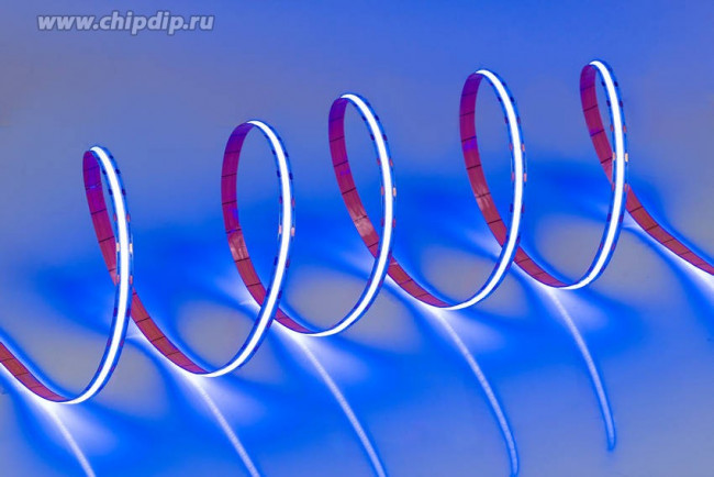 ML-R504-COB-B-S, Лента светодиодная COB, синий, 12В, 12Вт/м, 504д/м, 130лм/м, IP20, 10мм, 1м