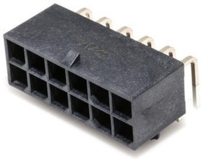 1720641012, Conn Power HDR 12 POS 5.7mm Solder RA Thru-Hole 12 Terminal 1 Port Mega-Fit™ Tray