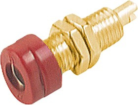 930175701, Red Female Banana Socket, 4 mm Connector, M6 Thread, Solder Termination, 16A, 30 V ac