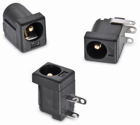 694108301002, WR-DC Right Angle DC Socket Rated At 5.0A, 24.0 V, Panel Mount, length 9.0mm, Gold, Tin