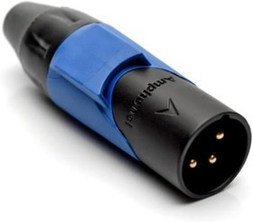 AX3MB6M-AU, XLR Connectors 3P PIN M PLUG BLKGLD W BLU MRK SLV