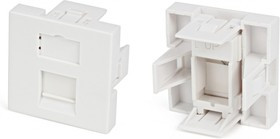 Вставка Hyperline, 45x45 (аналог Mosaic) для 1 модуля формата Keystone Jack, со шторкой, белая Вставка Hyperline, 45x45 (аналог Mosaic) для 1 модуля формата Keystone Jack, со шторкой, белая