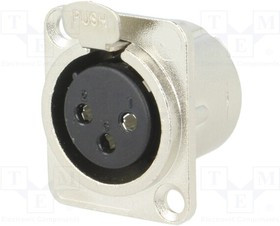 FC61900N, Гнездо, XLR, "мама", PIN: 3, пайка, позолота, серебристый, металл