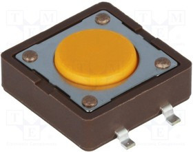 DTSM-21S-V-B, Микропереключатель, 1, SPST-NO, 0,05A/12ВDC, SMT, 3,2Н, 12x12мм