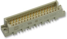 09 28 148 6903, Разъем DIN 41612, Серия Type 2R, 48 контакт(-ов), Штекер, 2.54 мм, 3 ряда, a + b + c