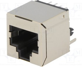 RJJS88142E1V002, Гнездо, RJ45, PIN: 8, Кат: 5, экранированный, Конф: 8p8c, THT, угловой