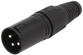 FC6131, Вилка; XLR; "папа"; PIN: 3; прямой; на провод; пайка; черный