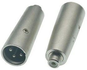 JD-490 / XLR 3P M-RCA F, Переходник микрофонный JD-490 XLR 3pin штекер (папа)-RCA гнездо (мама), 48 В, -20...+50°C, цвет серый металлик