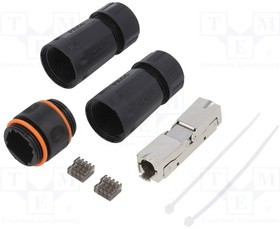 LOG-NP0082, Соединитель, Кат: 6,6a,7, экранированный, PoE, PoE+, PoE++, IP68
