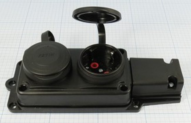 Гнездо питания AC CEE7/4x2 двойная черная розетка с крышками, 16А, 250В, IP44; №11351А гн пит AC CEE7/4x2\\16/250\\ IP44\чер\106-0400-0110 Гнездо питания AC CEE7/4x2 двойная черная розетка с крышками, 16А, 250В, IP44; №11351А гн пит AC CEE7/4x2\\16/250\\ IP44\чер\106-0400-0110