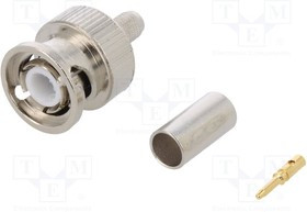 BNC502RG58W152, Вилка, BNC, "папа", прямой, 50Ом, RG58, обжим, на провод, тефлон