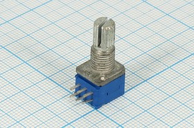 Резистор переменный, поворотный 10кОм, линейность A, ширина 10мм, вал и размеры KC6x15, RD927N-2A1-A